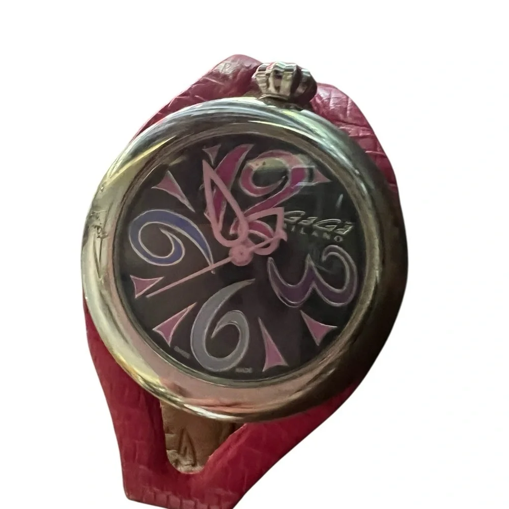GaGa Milano Pink Leather Strap Watch